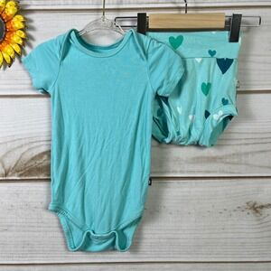 Kite Baby Girl Turquoise Heart Onesie Bodysuit and Bloomers Set 12-18m